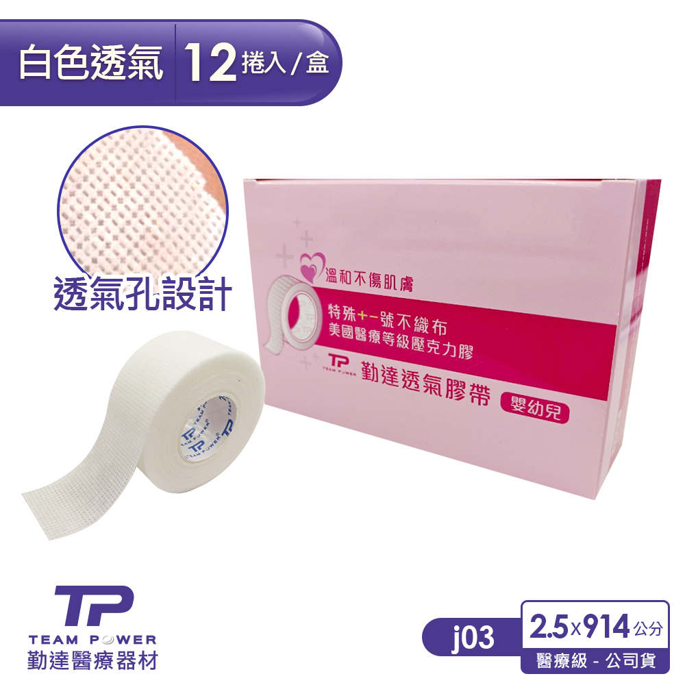 【勤達】12卷盒-超透氣溫和膠帶1吋x914cm
