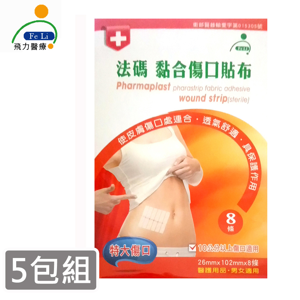 【Fe Li 飛力醫療】砝碼 黏合傷口貼布/美容膠帶(特大傷口-五包組)