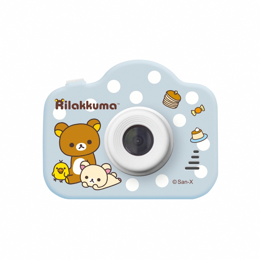 【正版授權】Rilakkuma拉拉熊 童趣兒童數位相機(送32GB記憶卡)-鬆餅點點(藍)