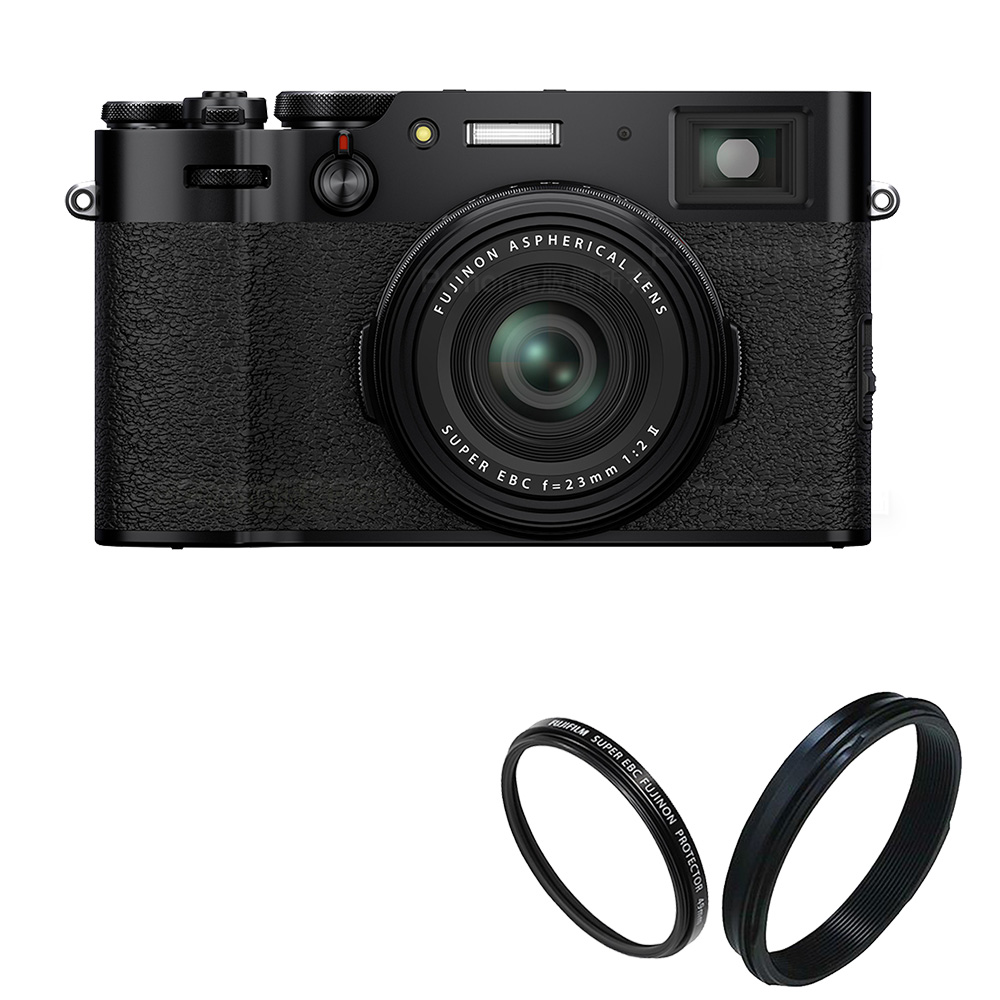 FUJIFILM X100V 黑色+保護鏡PRF-49黑色+轉接環AR-X100 Adapter Ring黑色(公司貨)
