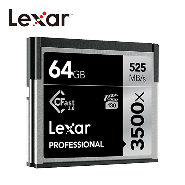 Lexar® 64GB Professional 3500x CFast™ 2.0 高速記憶卡