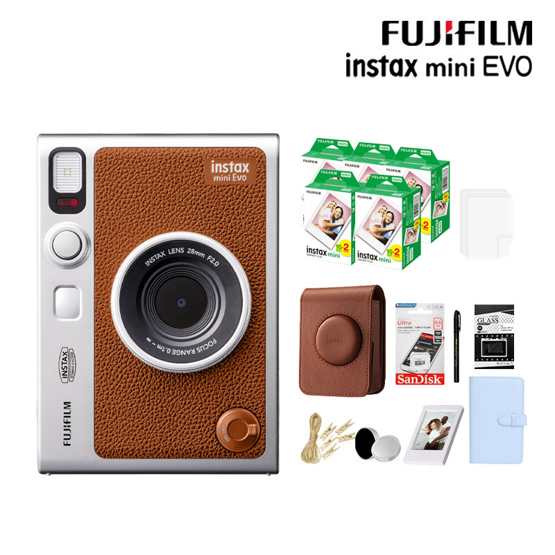 【豪華10入組合】FUJIFILM 富士 Instax Mini EVO 拍立得相機 印相機 黑色 棕色 (公司貨)