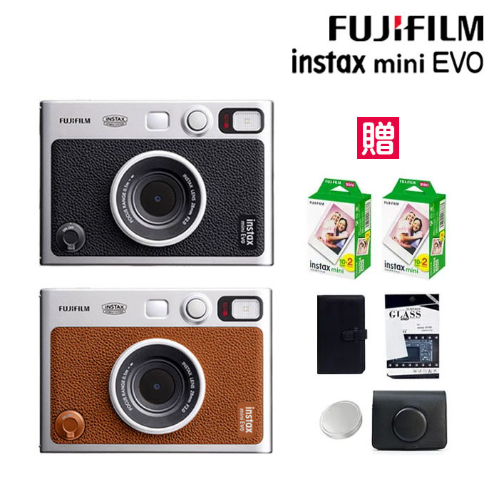 FUJIFILM 富士 Instax Mini EVO 拍立得相機 印相機 黑色 棕色(公司貨)