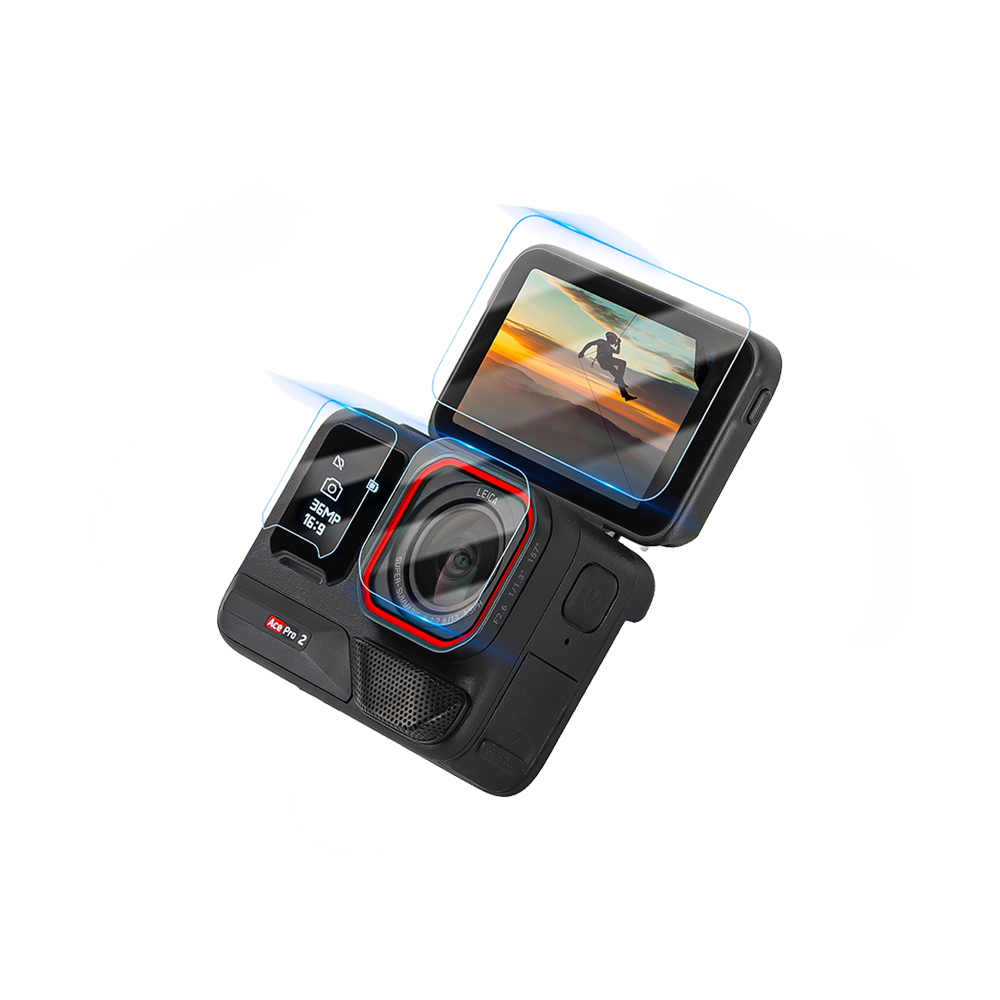 Insta360 Ace Pro 2 9H 前後螢幕+鏡頭防爆鋼化膜(二入組)