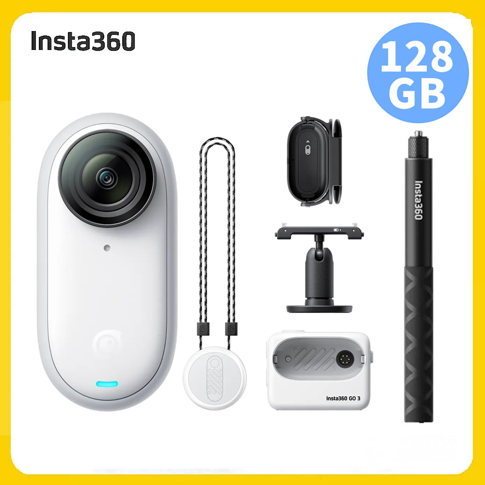 Insta360 GO3S 防抖運動相機128GB標準版白色 自拍棒組(先創公司貨)