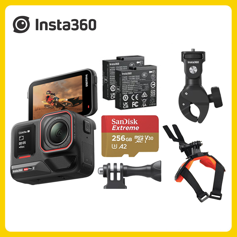 Insta360 Ace Pro 2 翻轉螢幕運動相機 雙電版 機車套裝 (先創公司貨)