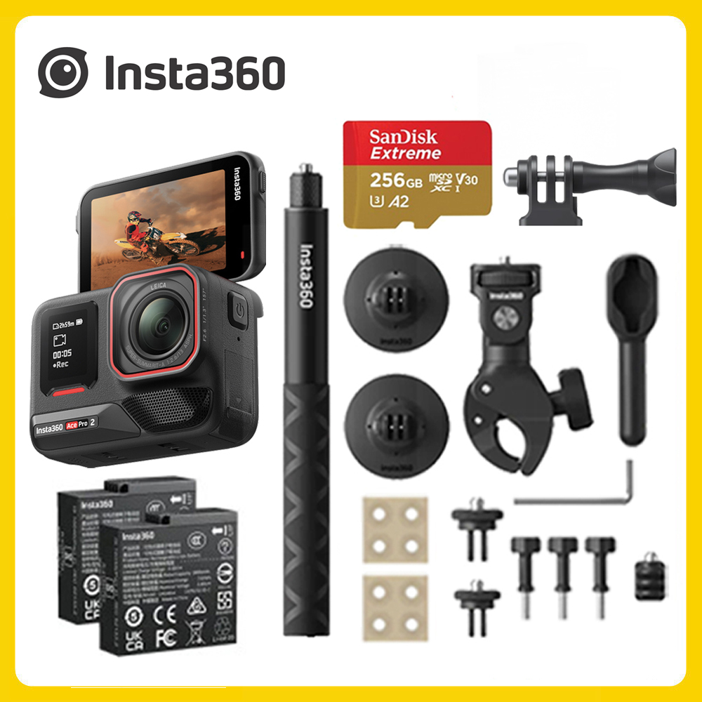 Insta360 Ace Pro 2 翻轉螢幕運動相機 摩托車自拍棒套裝 (先創公司貨)