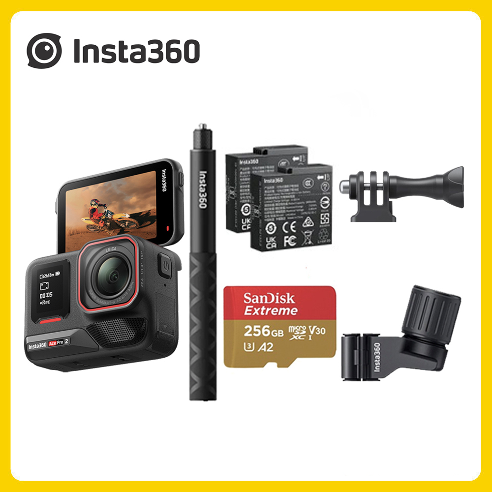 Insta360 Ace Pro 2 翻轉螢幕運動相機 滑雪杆自拍棒套裝 (先創公司貨)