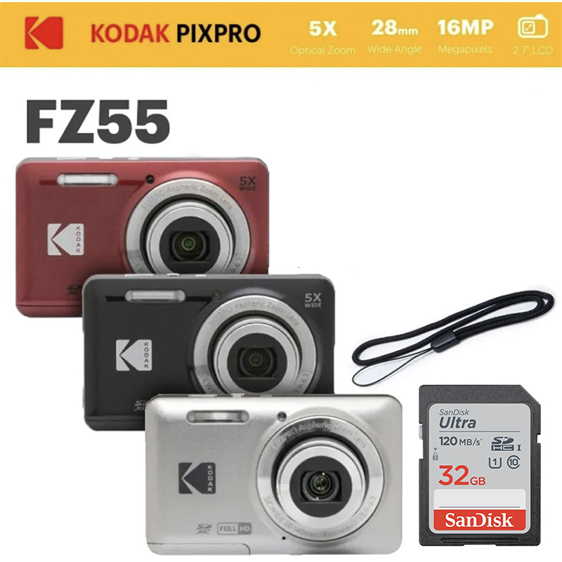 KODAK 柯達 PIXPRO FZ55 16MP 數位相機 + 32G快速記憶卡 豪華套組 平輸