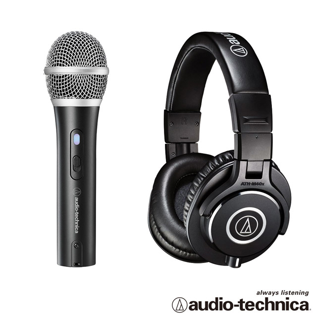 audio-technica 鐵三角 心型指向性動圈USB/XLR麥克風 ATR2100XUSB + 專業型監聽耳機 ATHM40x
