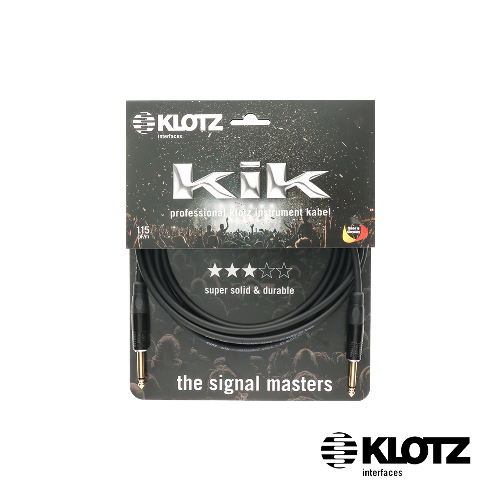 KLOTZ KIK 6.3mm-6.3mm 樂器導線-黑色 9m