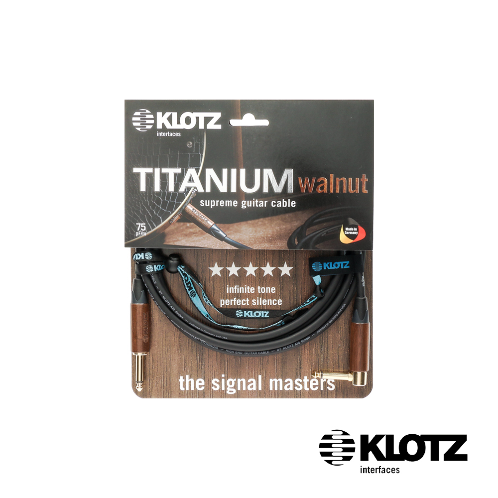 KLOTZ Titanium 6.3mm-L頭 吉他導線-核桃木 6m