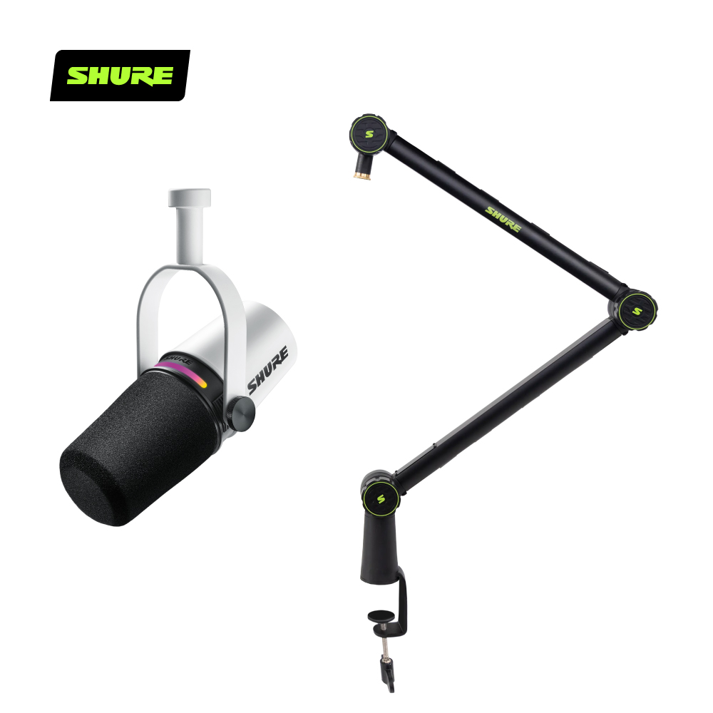 SHURE MV7+動圈麥克風 + Gator Broadcast1支架組合包