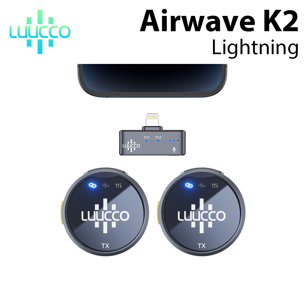 LUUCCO Airwave K2 (Lightning) 無線鈕扣型麥克風 1對2 公司貨