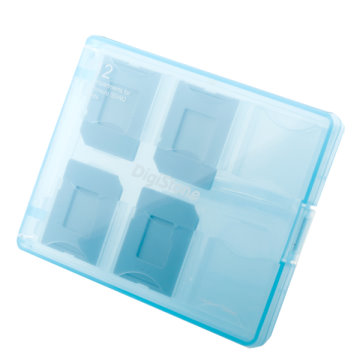 DigiStone 12片裝記憶卡多功能收納盒/ 藍色(1個)