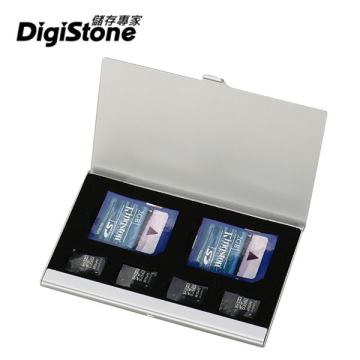 DigiStone 超薄型Slim鋁合金 多功能記憶卡收納盒(2SD+4TF)X1P【鋁合金外殼】【防靜電EVA材質】