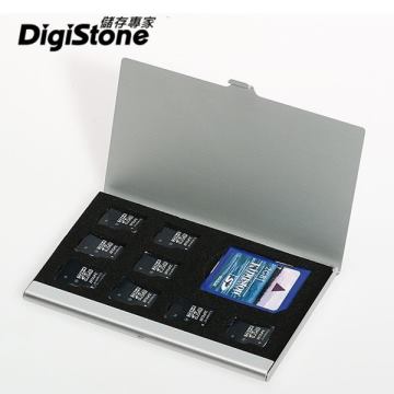 DigiStone 超薄型Slim鋁合金 多功能記憶卡收納盒(1SD+8TF)X1P【鋁合金外殼】【防靜電EVA材質】