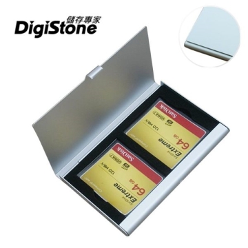 DigiStone 2片裝 超薄型Slim鋁合金 多功能記憶卡收納盒(2CF)一個