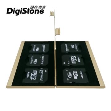 DigiStone 超薄型Slim鋁合金 6片裝雙層多功能記憶卡收納盒(3SD+3SD)【鋁合金殼】【防靜電EVA】