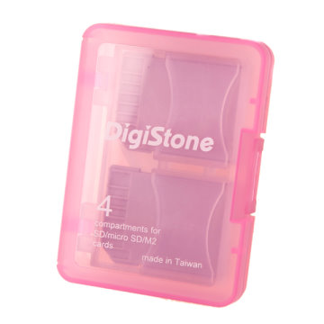 DigiStone 4片裝記憶卡多功能收納盒/ 粉色 (2個)
