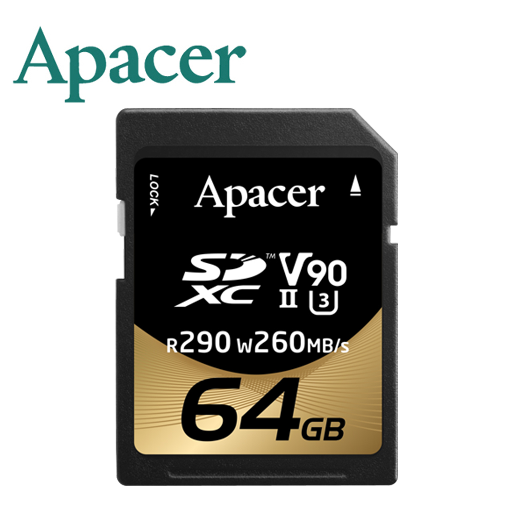 Apacer宇瞻 64GB SDXC U3 V90 記憶卡(290MB/s)