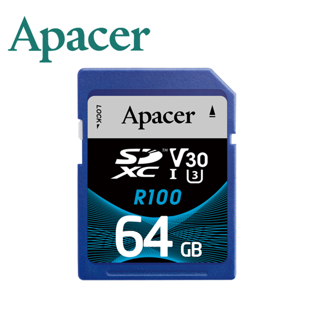Apacer宇瞻 64GB SDXC U3 V30 記憶卡(100MB/s)