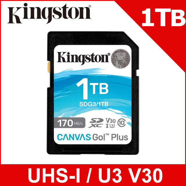 金士頓 Kingston Canvas Go!Plus SD 記憶卡—1TB (SDG3/1TB)