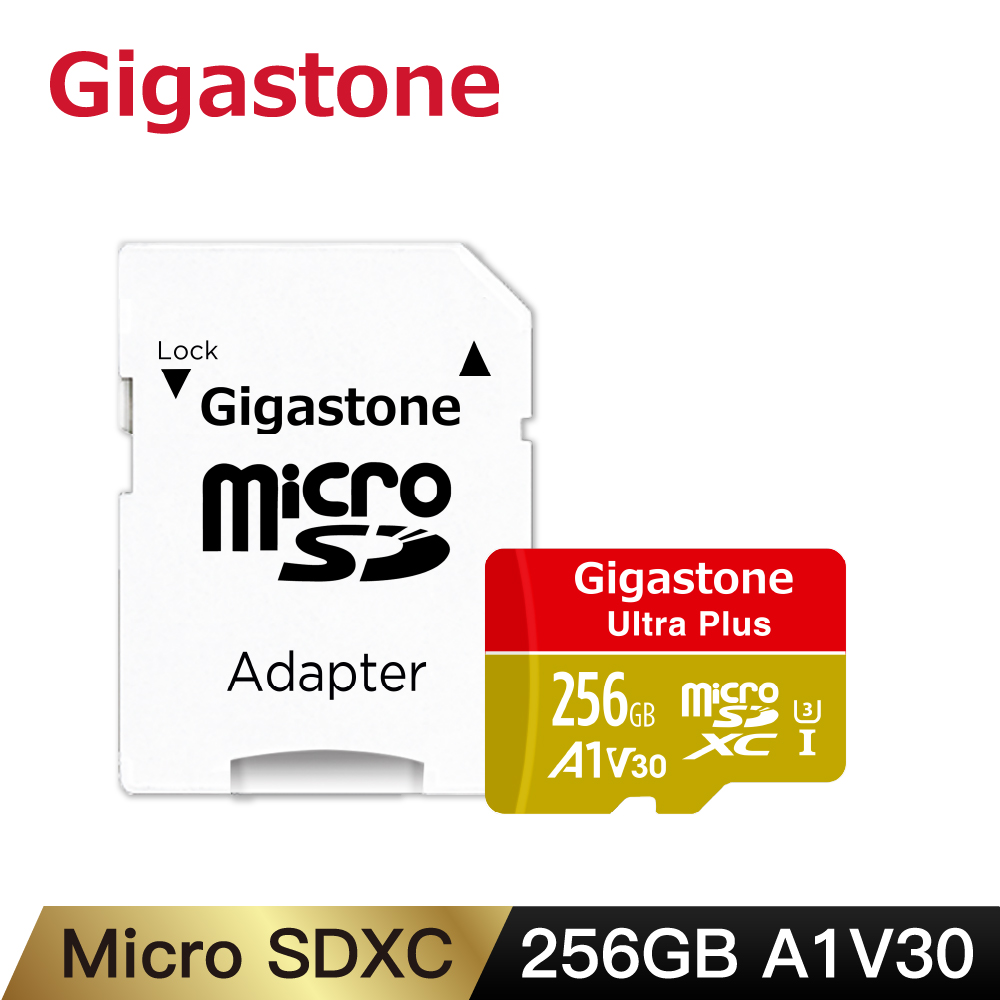 【2入組】Gigastone microSDXC UHS-I U3 A1 V30 256G記憶卡(附轉卡)