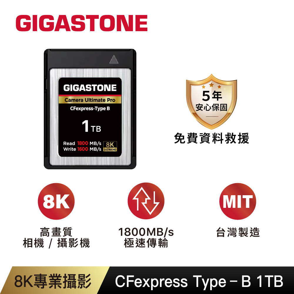 GIGASTONE CFexpress Type B 1TB 8K專業攝影極速記憶卡(免費資料救援/高階相機/Canon)