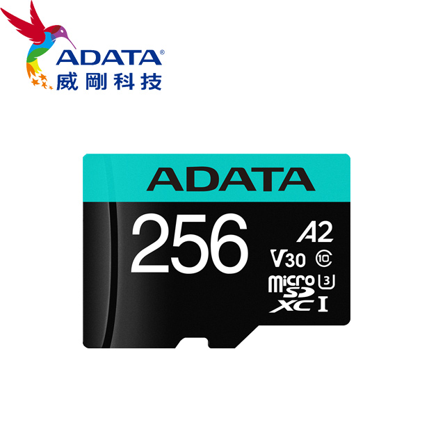 威剛 Premier Pro microSDXC UHS-I U3 A2 V30 256G記憶卡(附轉卡)