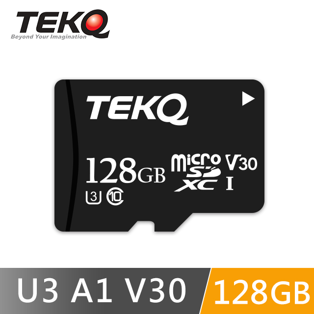 TEKQ 128G記憶卡 microSDXC UHS-I U3 V30 A1 高速記憶卡 附轉卡 支援4K錄影