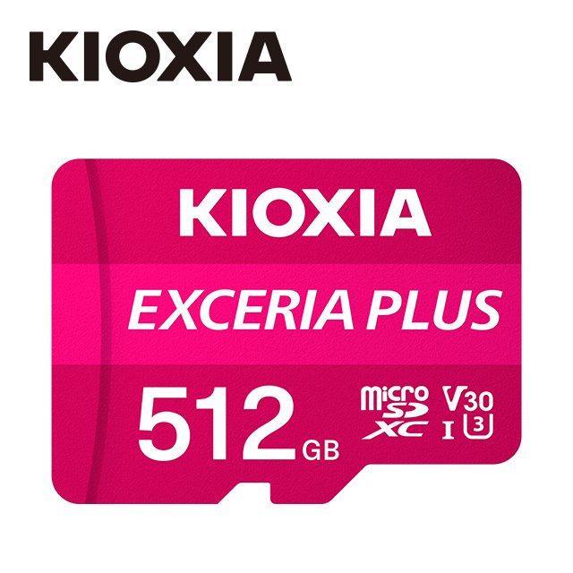 KIOXIA EXCERIA PLUS Micro SDXC UHS-I (U3/V30/A1) 512GB 記憶卡 (台灣製造 / 附轉卡)
