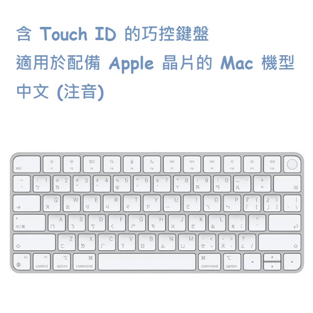 含 Touch ID 的巧控鍵盤，適用於配備 Apple 晶片的 Mac - 中文 (注音) (MK293TA/A)