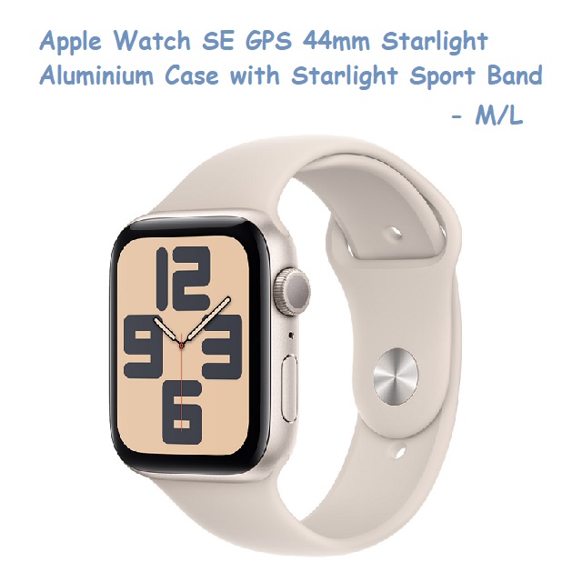 Apple Watch SE GPS 44mm Starlight Aluminium Case with Starlight Sport Band - M/L