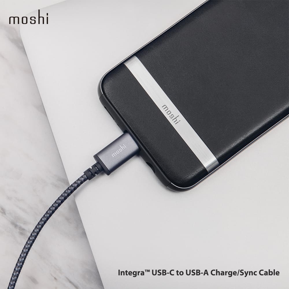 Moshi Integra™ 強韌系列USB-C to USB-A 耐用充電/傳輸編織線