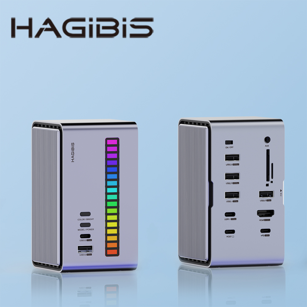 HAGiBiS桌面式Type-C多功能節奏燈擴充器13合1