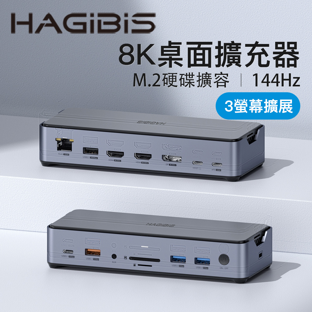 HAGiBiS四屏異顯Type-C多功能15合1擴充器Plus