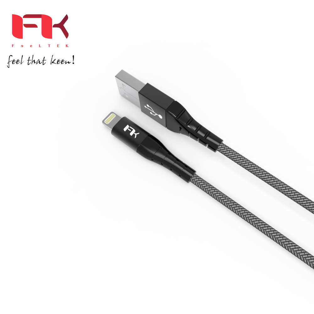 Feeltek Air Lightning 100cm MFI 認證強韌編織傳輸線_黑