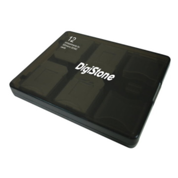DigiStone 嚴選特A級 多功能記憶卡收納盒(12片裝) 黑色 1個