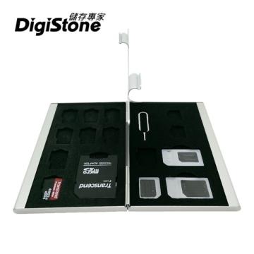 DigiStone 手機SIM轉卡(四合一套件)+雙層超薄型Slim鋁合金1SD+8TF+SIM卡收納盒