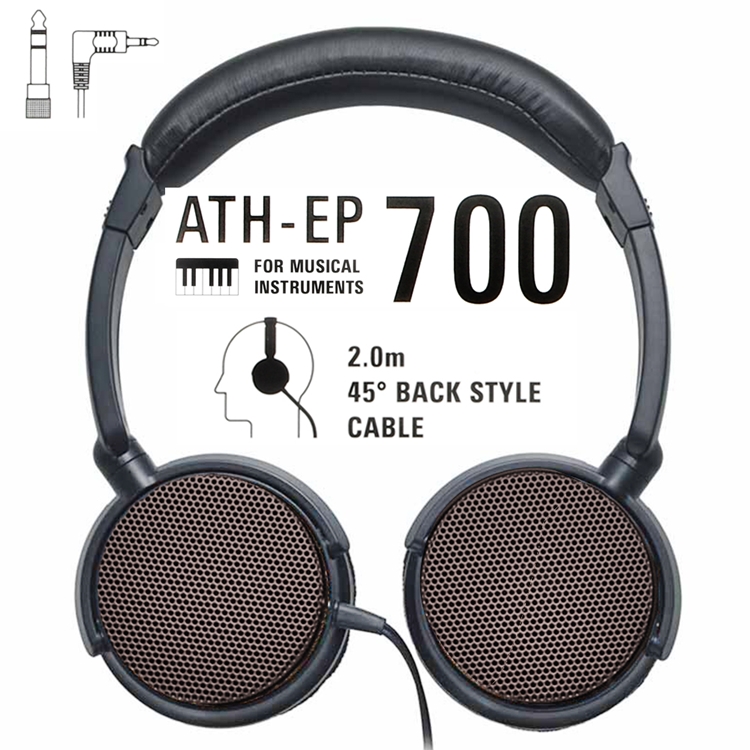 日本Audio-Technica鐵三角樂器專用開放型動圈式L型3.5mm監聽耳機ATH-EP700(耳罩可折水平;40mm驅動)