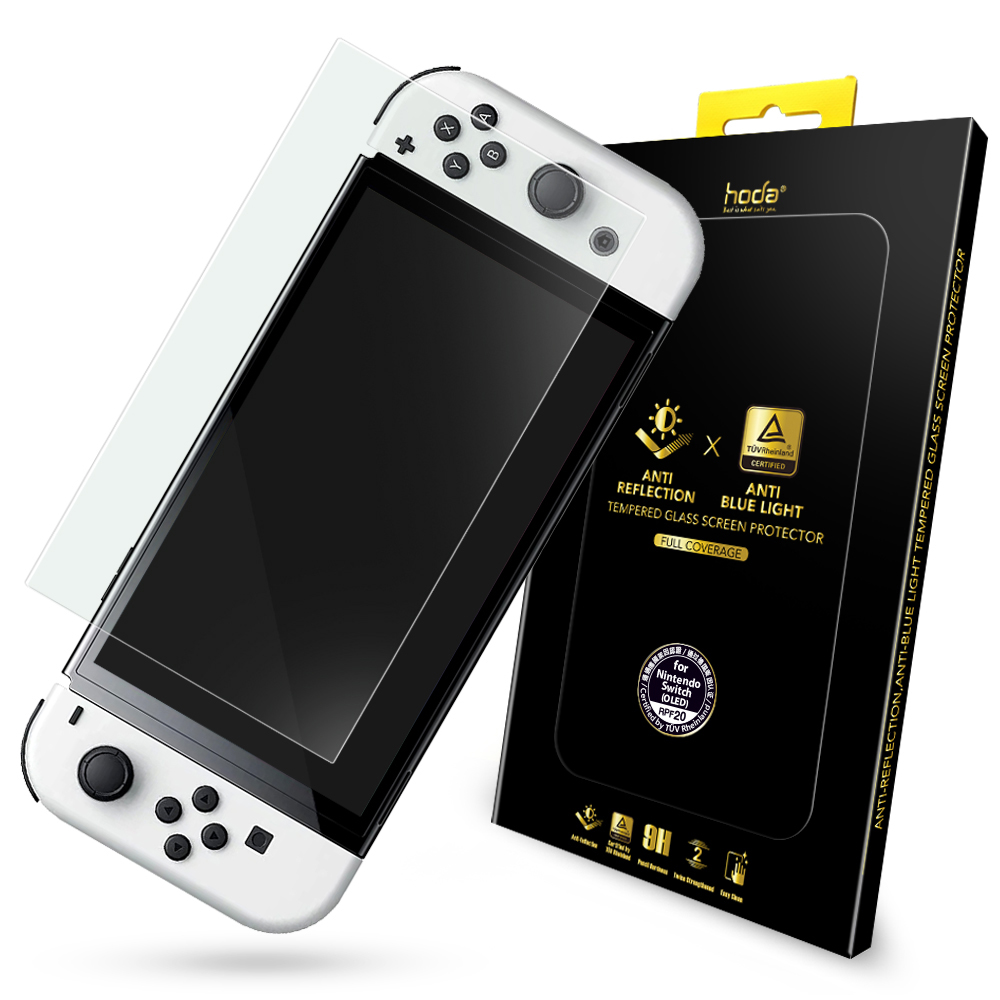 hoda Nintendo Switch 任天堂 抗藍光AR抗反射玻璃保護貼 (德國萊因TÜV RPF20認證)