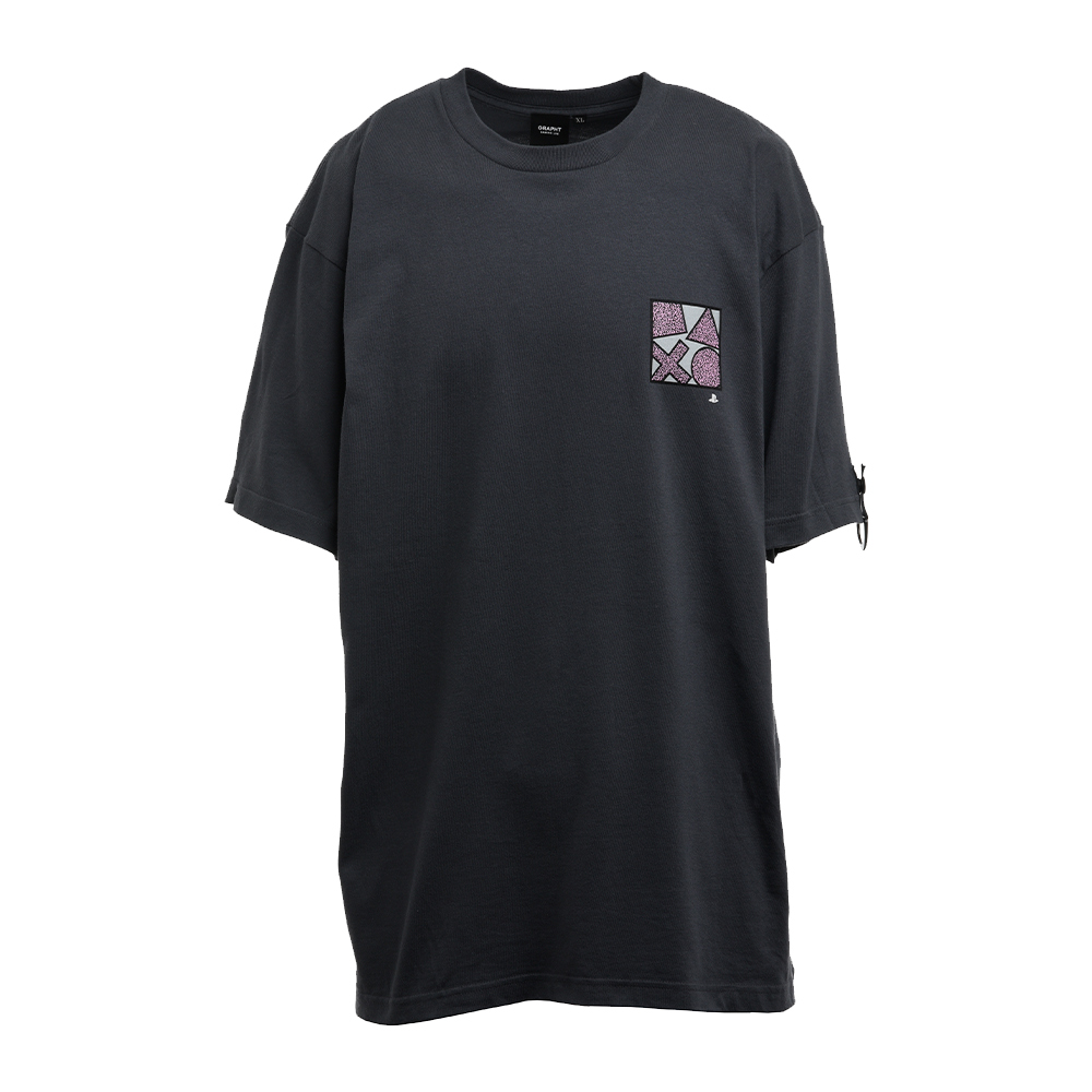 PlayStation90 年代風格背面印花T恤-深灰