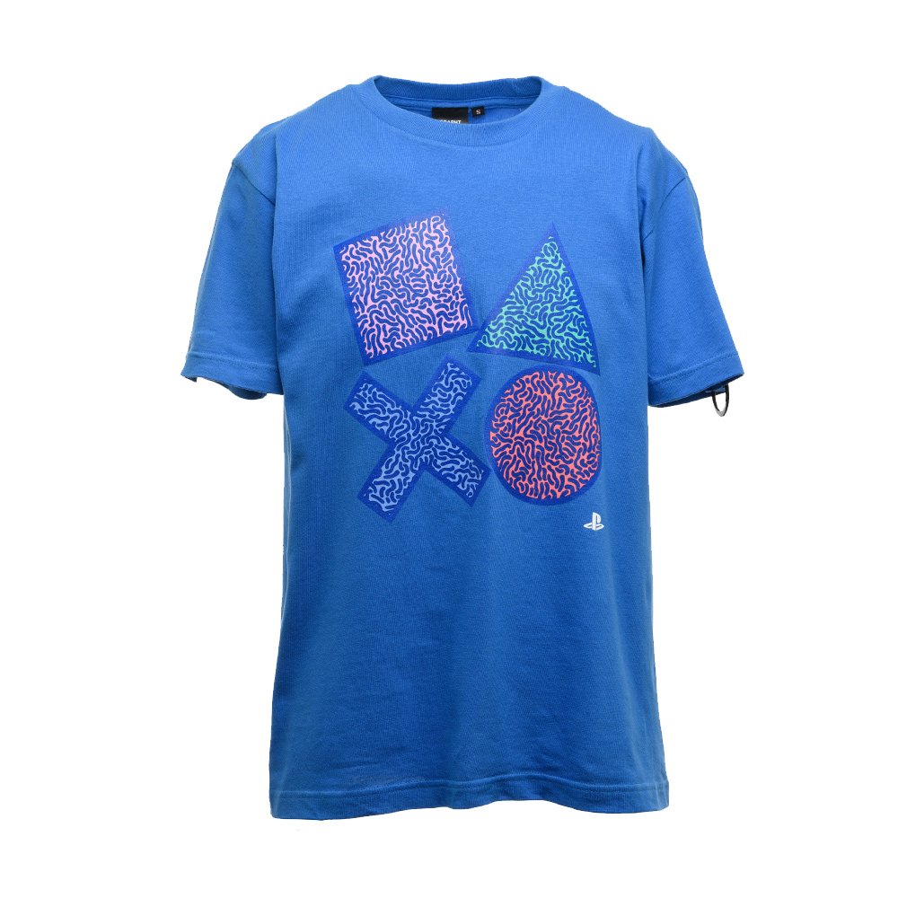 PlayStation90 年代風格正面印花T恤-藍