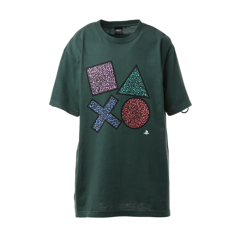 PlayStation90 年代風格正面印花T恤-綠