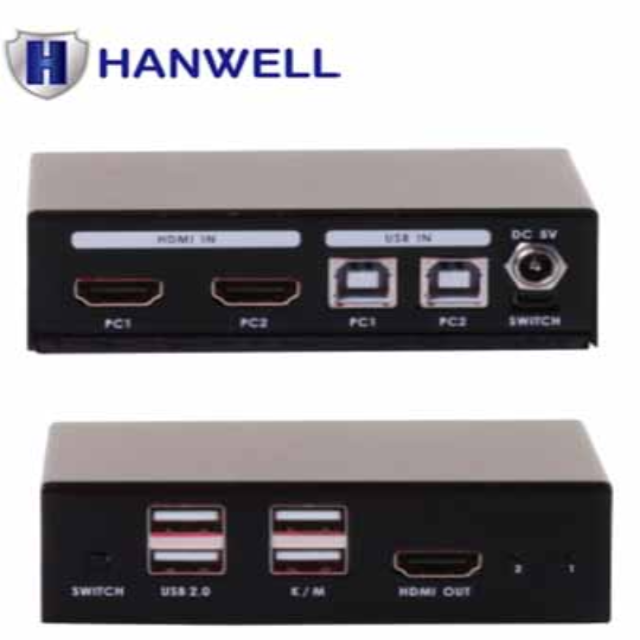 HANWELL 桌上型 2埠 HDMI USB K.V.M 電腦切換器 SMK102K2
