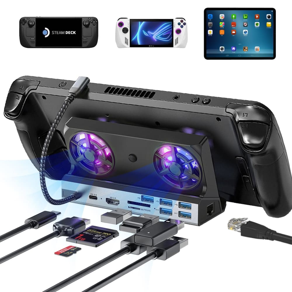 掌機10合一專用基座 Steam Deck/Rog Ally/SWITCH 通用主機擴充套件底座 基座 螢幕擴充套件底座