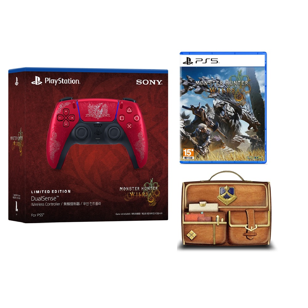 PS5 魔物獵人荒野+ 魔物獵人荒野無線控制器 +大容量收納包