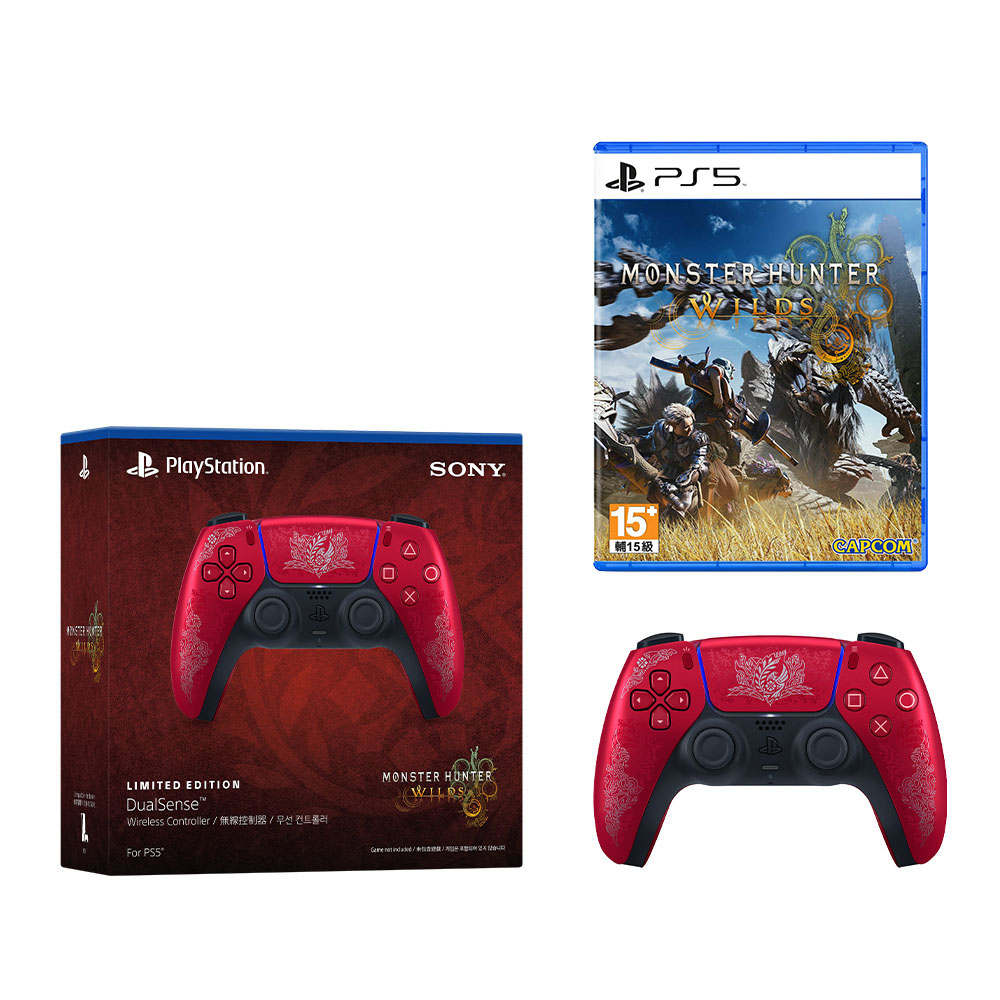 PS5《 DualSense 無線控制器 - 魔物獵人 荒野款 + 精選遊戲 》臺灣公司貨