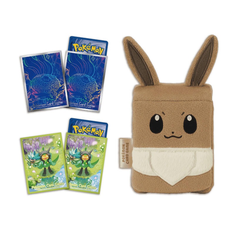PTCG 寶可夢 玩偶牌組伊布收納盒+寶可夢造型卡套(厄鬼椪+太樂巴戈斯)